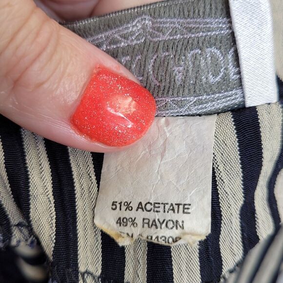 VINTAGE 90s striped iridescent button crinkle fabric‎ split side blouse S - Picture 7 of 12